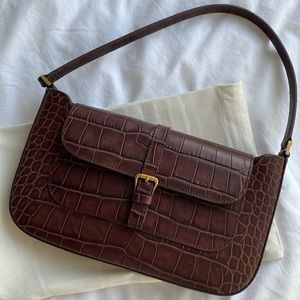 Leather shoulder bag Nutella Croco Embossed